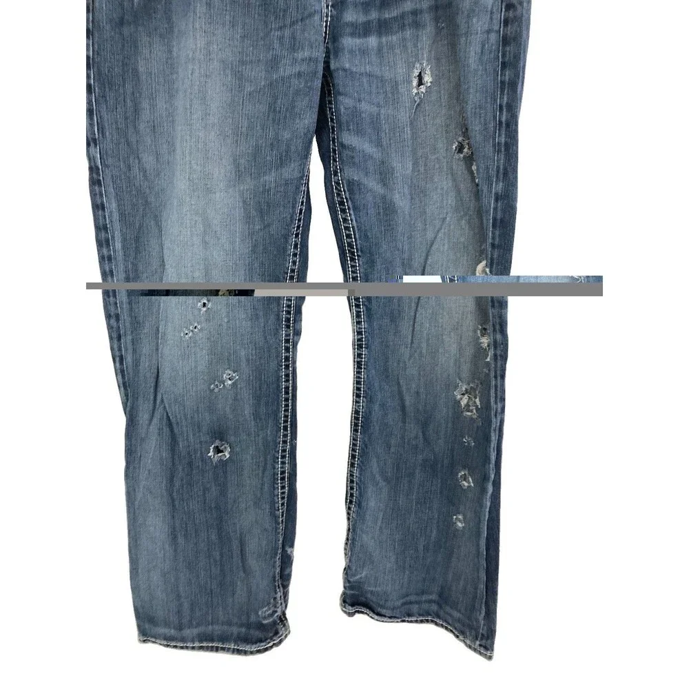 Men's BKE Tyler Jeans Straight Leg Distressed Medium Wash Blue Size 38R